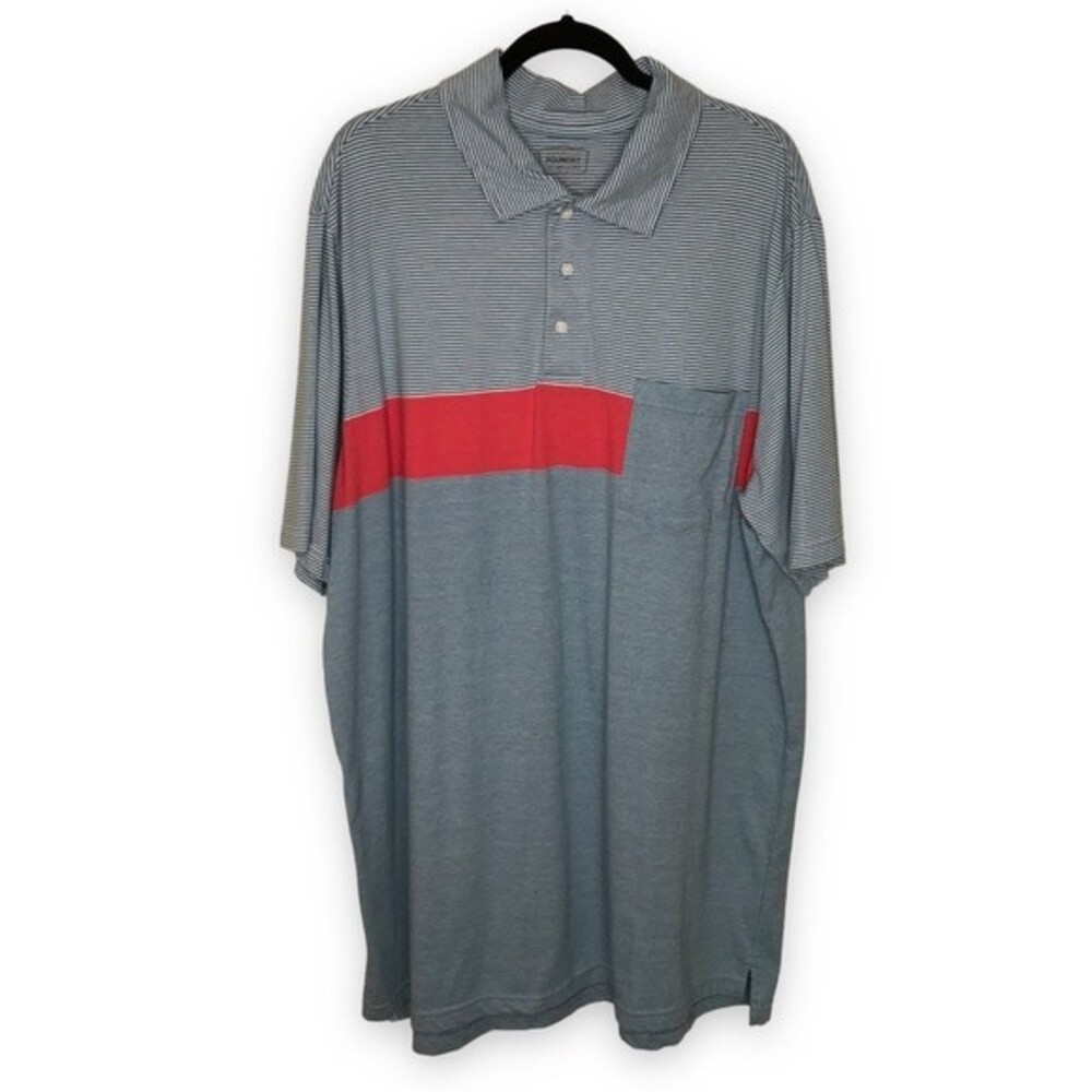 Foundry Supply Blue White Coral Stripe Short Sleeve Polo Shirt Mens Size 2XLT